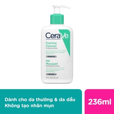 CERAVE Sữa Rửa Mặt CeraVe Foaming Cleanser Giúp Làm Sạch Sâu Dành Cho Da Dầu 236ml