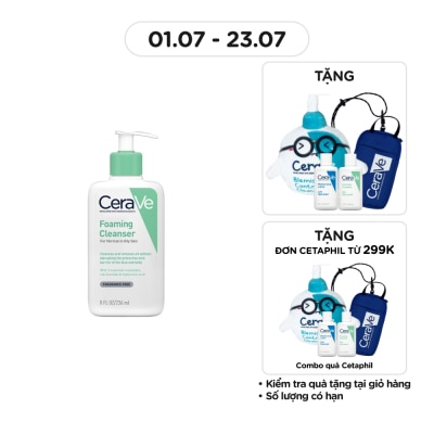 CERAVE Sữa Rửa Mặt CeraVe Foaming Cleanser Giúp Làm Sạch Sâu Dành Cho Da Dầu 236ml