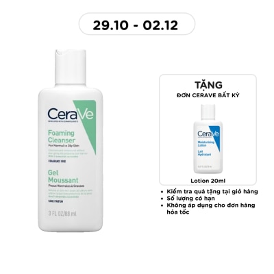 CERAVE Sữa Rửa Mặt CeraVe Foaming Cleanser Giúp Làm Sạch Sâu Dành Cho Da Dầu 88ml image