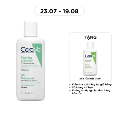 CERAVE - Sữa Rửa Mặt CeraVe Foaming Cleanser Giúp Làm Sạch Sâu Dành Cho Da Dầu 88ml image