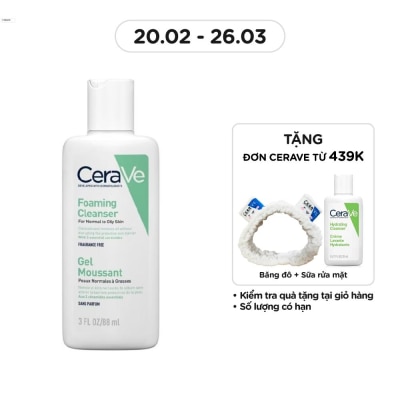 CERAVE Sữa Rửa Mặt CeraVe Foaming Cleanser Giúp Làm Sạch Sâu Dành Cho Da Dầu 88ml