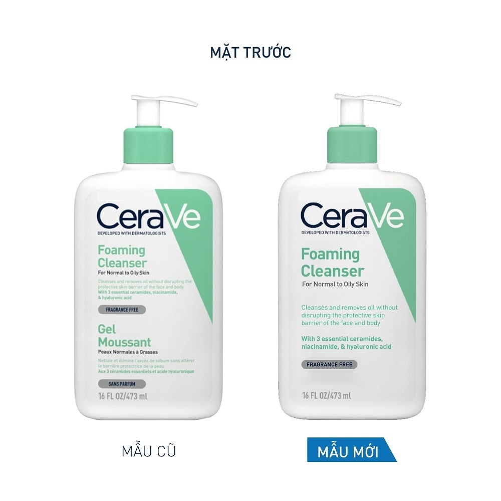 Sữa Rửa Mặt CeraVe Foaming Cleanser Giúp Làm Sạch Sâu Dành Cho Da Dầu 473ml image