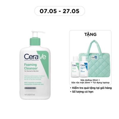CERAVE - Sữa Rửa Mặt CeraVe Foaming Cleanser Giúp Làm Sạch Sâu Dành Cho Da Dầu 473ml