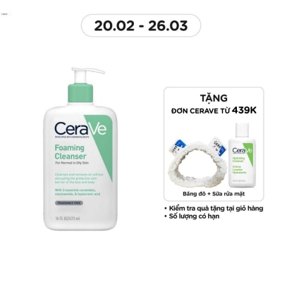 CERAVE Sữa Rửa Mặt CeraVe Foaming Cleanser Giúp Làm Sạch Sâu Dành Cho Da Dầu 473ml