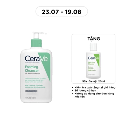 CERAVE - Sữa Rửa Mặt CeraVe Foaming Cleanser Giúp Làm Sạch Sâu Dành Cho Da Dầu 473ml image
