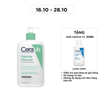CERAVE Sữa Rửa Mặt CeraVe Foaming Cleanser Giúp Làm Sạch Sâu Dành Cho Da Dầu 473ml image