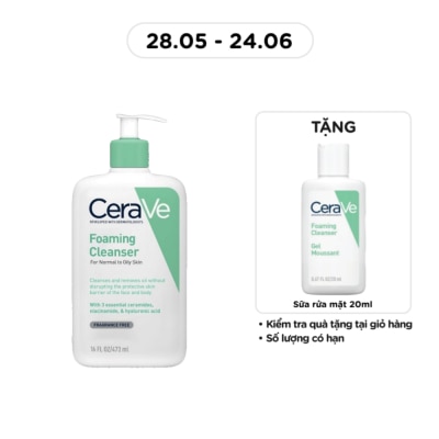 CERAVE - Sữa Rửa Mặt CeraVe Foaming Cleanser Giúp Làm Sạch Sâu Dành Cho Da Dầu 473ml