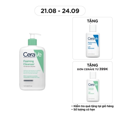 CERAVE Sữa Rửa Mặt CeraVe Foaming Cleanser Giúp Làm Sạch Sâu Dành Cho Da Dầu 473ml
