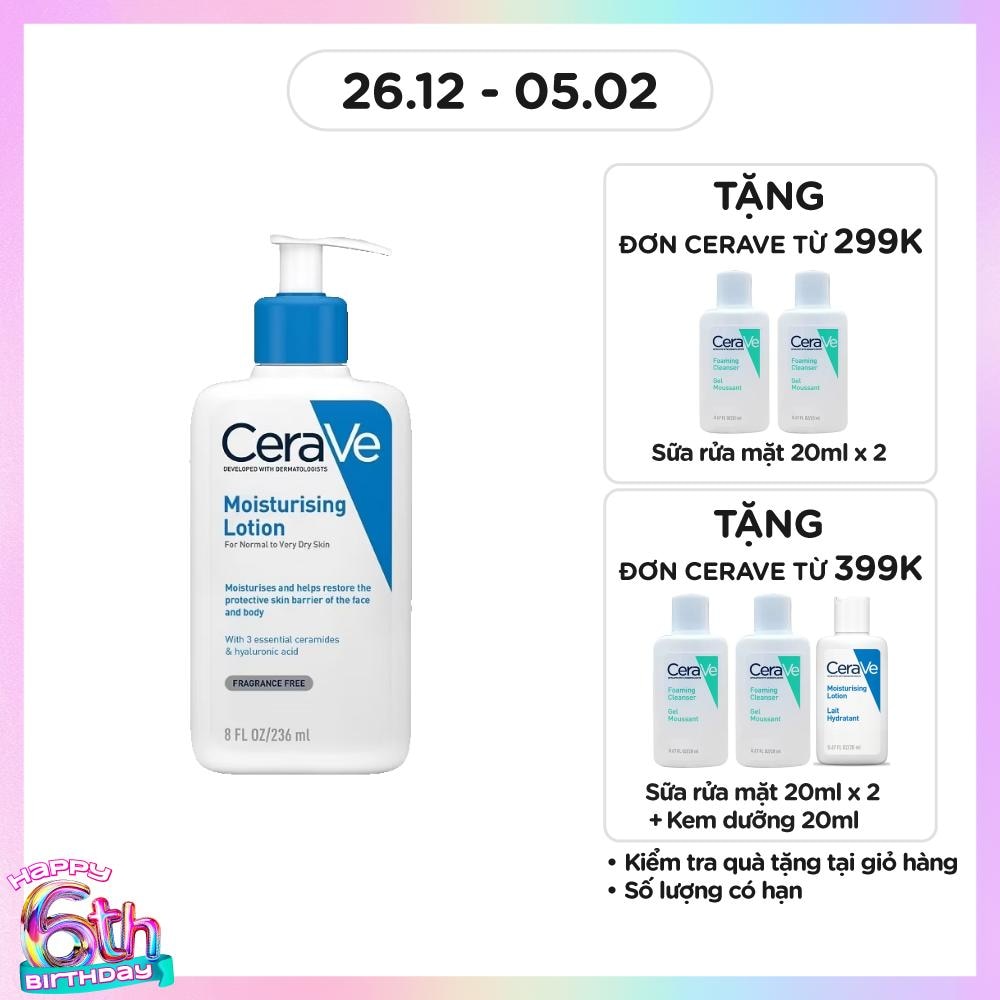 Sữa Dưỡng Ẩm CeraVe Moisturising Lotion Dành Cho Da Khô 236ml