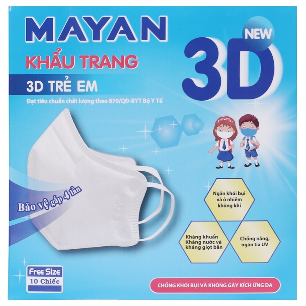 Mask 3D Children 4X Protection Freesize 10 Pieces/Box