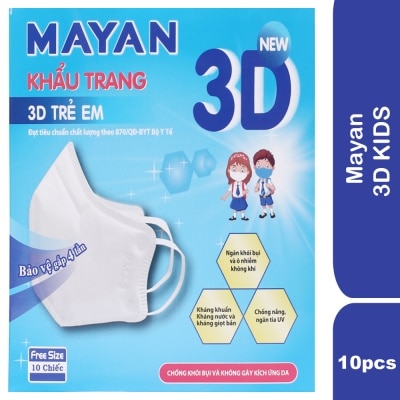 MAYAN Khẩu Trang Mayan 3D Cho Trẻ Em Bảo Vệ Gấp 4 Lần Freesize 10 Chiếc/Hộp