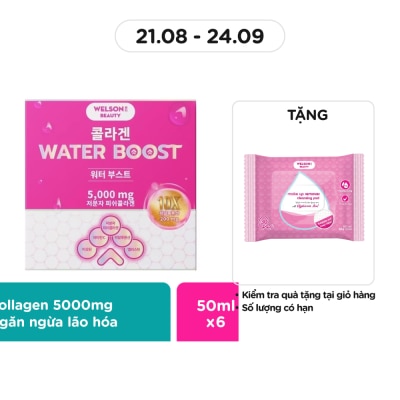 WELSON BEAUTY Thực Phẩm Bổ Sung Nước Uống Collagen Welson Beauty Collagen Water Boost Hộp 6 chai x 50ml