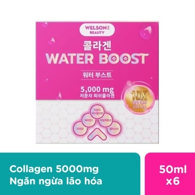 WELSON BEAUTY Thực Phẩm Bổ Sung Nước Uống Collagen Welson Beauty Collagen Water Boost Hộp 6 chai x 50ml