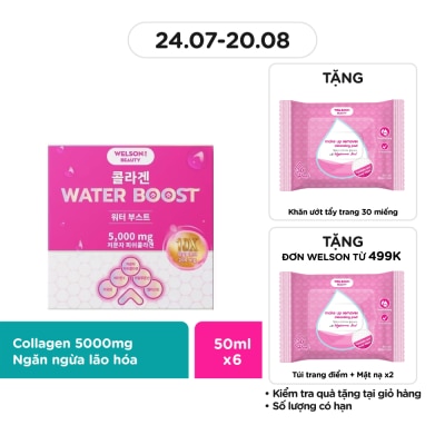 WELSON BEAUTY Collagen Welson Beauty Collagen Water Boost Hộp 6 pcs x 50ml