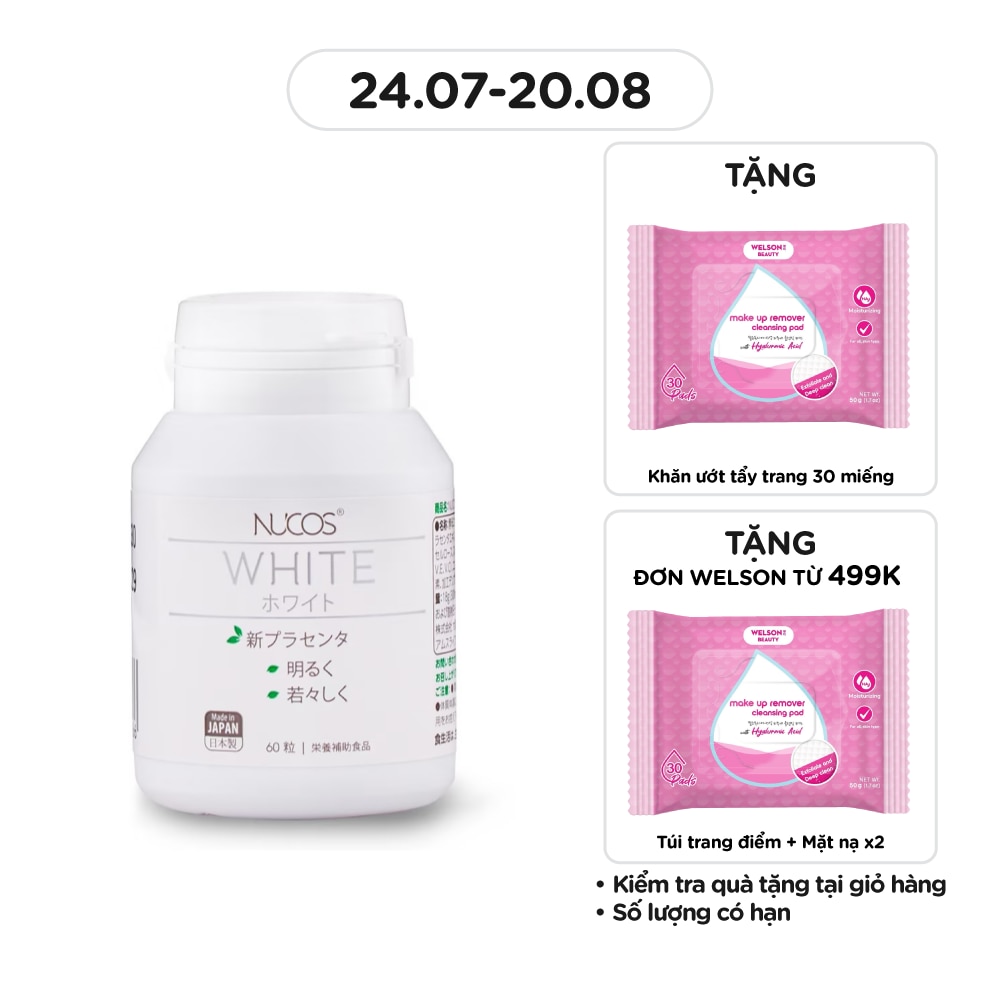 Thực Phẩm Bảo Vệ Sức Khỏe Nucos White New Placenta 60 Viên