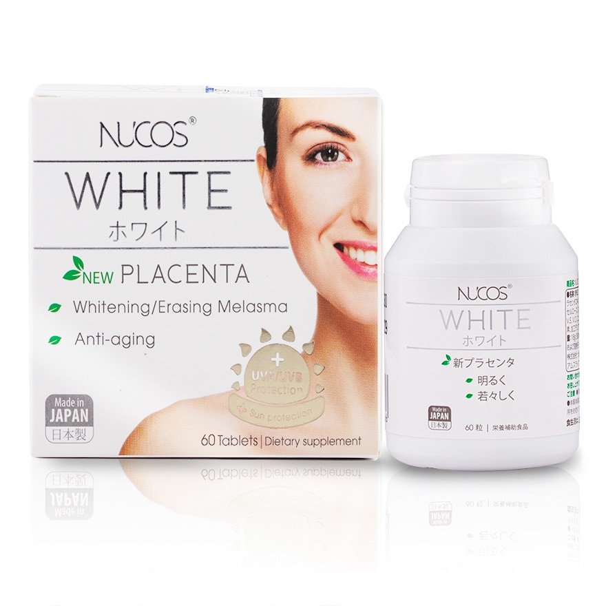 Thực Phẩm Bảo Vệ Sức Khỏe Nucos White New Placenta Sáng Da & Giảm Thâm Nám 60 Viên