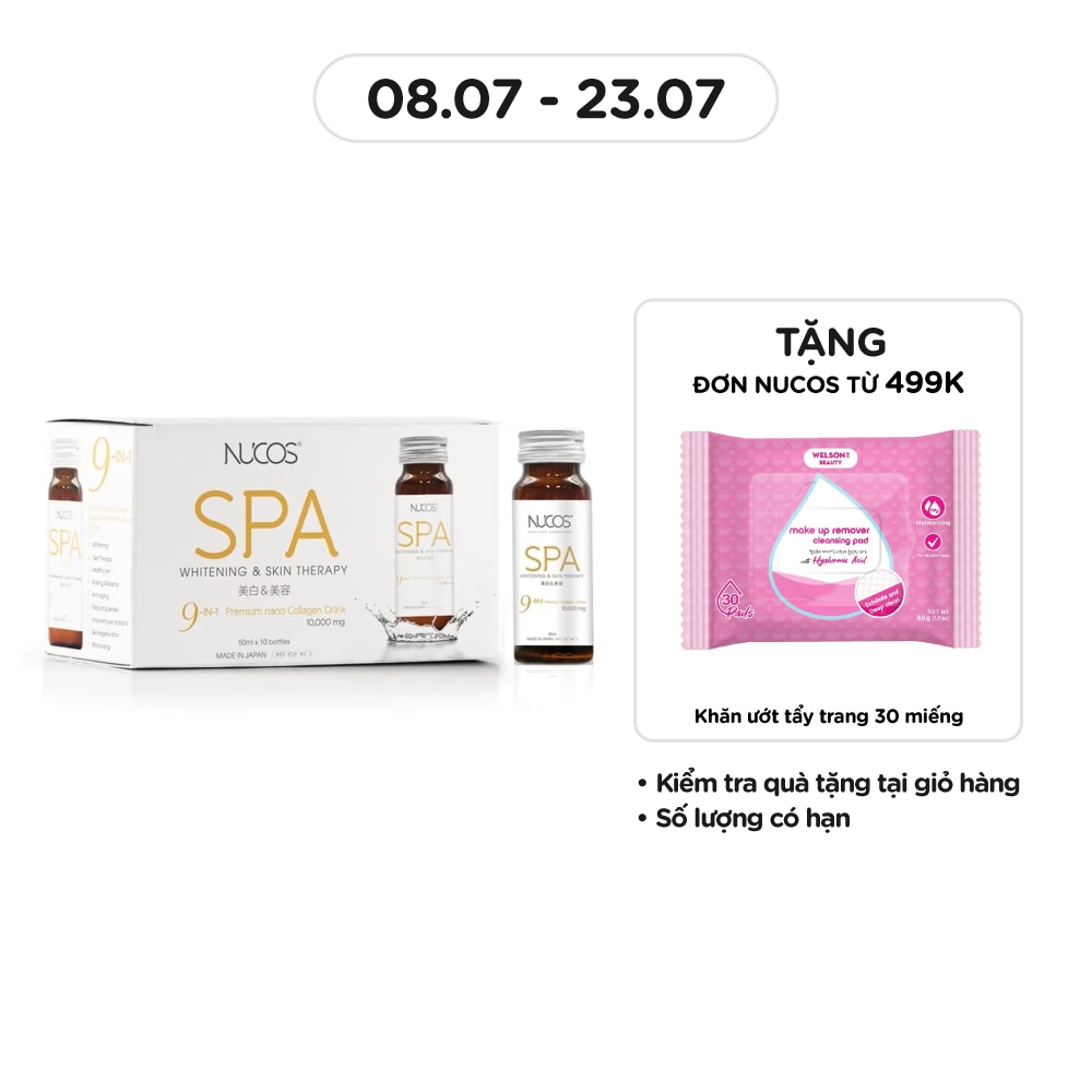 Thực Phẩm Bảo Vệ Sức Khỏe Nucos Spa 10,000mg Whitening & Skin Therapy 50ml x 10 Chai