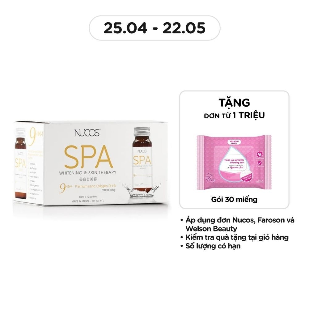 Thực Phẩm Bảo Vệ Sức Khỏe Nucos Spa 10,000mg Whitening & Skin Therapy 50ml x 10 Chai