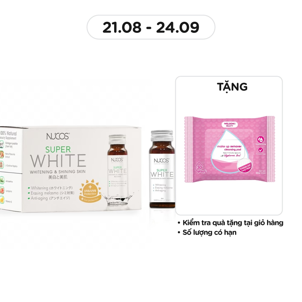 Thực Phẩm Bảo Vệ Sức Khỏe Nucos Super White Whitening & Shining Skin 50ml x 10 Chai