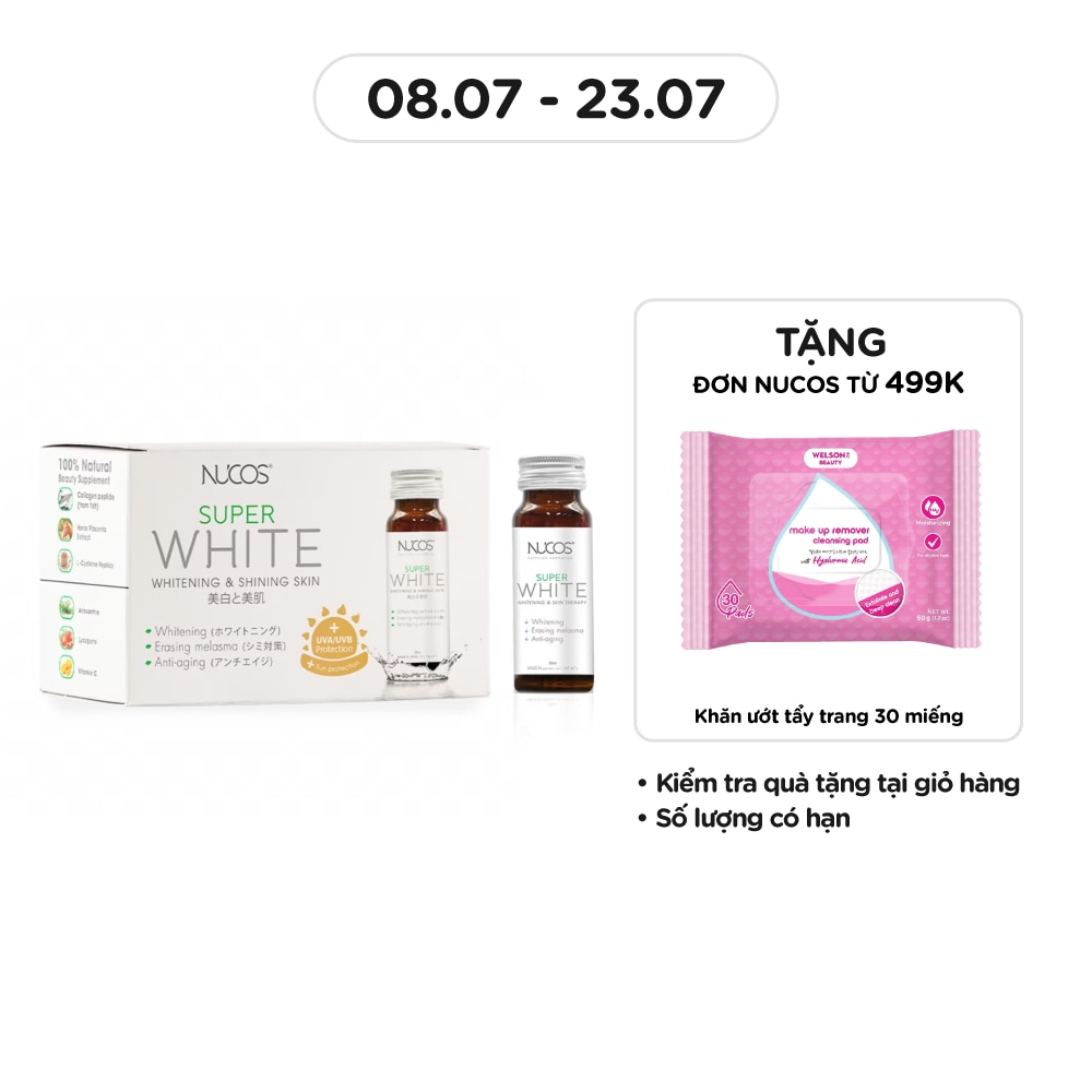 Thực Phẩm Bảo Vệ Sức Khỏe Nucos Super White Whitening & Shining Skin 50ml x 10 Chai