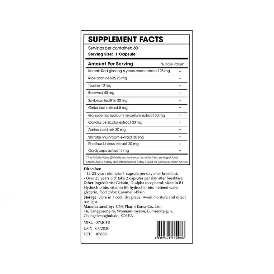 Thực Phẩm Bảo Vệ Sức Khỏe Welson Red Ginseng 60 Viên