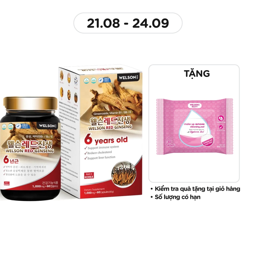 Thực Phẩm Bảo Vệ Sức Khỏe Welson Red Ginseng 60 Viên