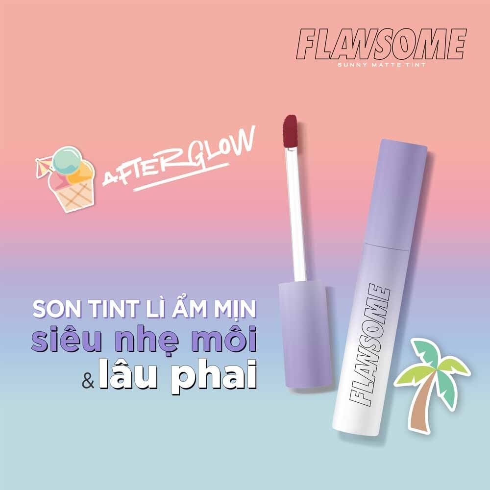 Son Kem Flawsome Sunny Matte Tint Lì Ẩm Mịn, Siêu Nhẹ Môi Và Lâu Phai 3g .# Đỏ Mận Afterglow