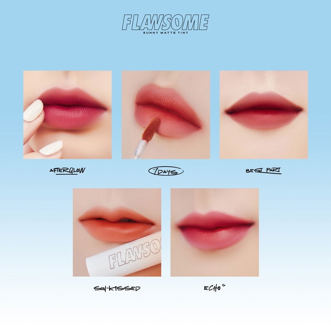 Son Kem Flawsome Sunny Matte Tint Lì Ẩm Mịn, Siêu Nhẹ Môi Và Lâu Phai 3g .# Đỏ Mận Afterglow