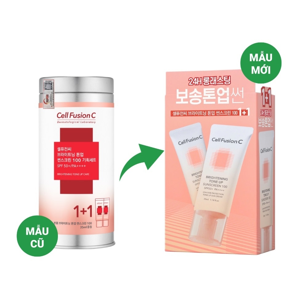 Kem Chống Nắng Cell Fusion C Bật Tone Da Brightening Tone Up Suncreen 100 SPF50+/PA++++ 35ml+35ml