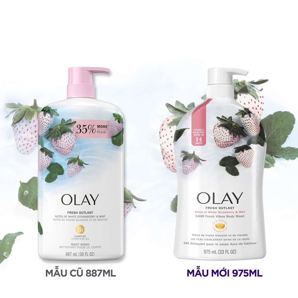 Sữa Tắm Olay Fresh Outlast Hương Dâu Và Bạc Hà 975ml