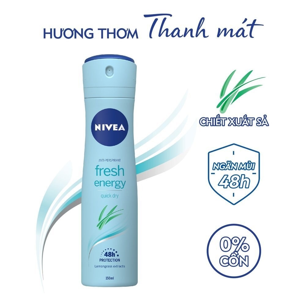 Xịt Ngăn Mùi Nivea Tươi Mát Sức Sống Anti-Perspirant Fresh Energy Quick Dry 150ml