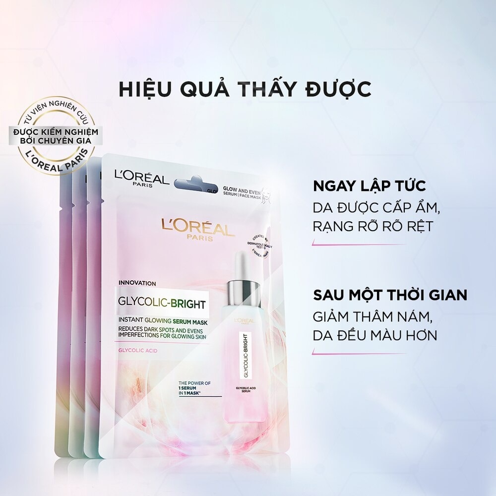 Mặt Nạ L'oreal Glycolic Bright Dưỡng Chất Sáng Da Instant Glowing Serum Mask 22g