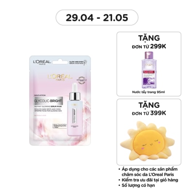 L'OREAL PARIS Mặt Nạ L'oreal Glycolic Bright Dưỡng Chất Sáng Da Instant Glowing Serum Mask 22g