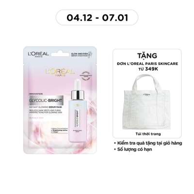 L'OREAL PARIS Mặt Nạ L'oreal Glycolic Bright Dưỡng Chất Sáng Da Instant Glowing Serum Mask 22g