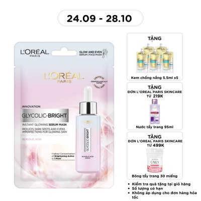 L'OREAL PARIS Mặt Nạ L'oreal Glycolic Bright Dưỡng Chất Sáng Da Instant Glowing Serum Mask 22g image