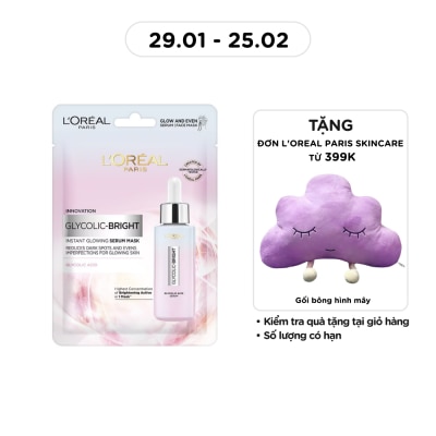 L'OREAL PARIS Mặt Nạ L'oreal Glycolic Bright Dưỡng Chất Sáng Da Instant Glowing Serum Mask 22g