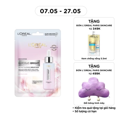 L'OREAL PARIS - Mặt Nạ L'oreal Glycolic Bright Dưỡng Chất Sáng Da Instant Glowing Serum Mask 22g