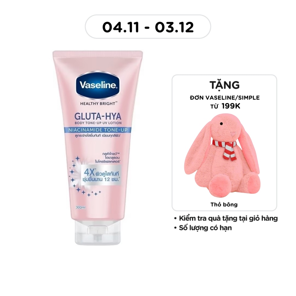 Sữa Dưỡng Thể Vaseline Healthy Bright Gluta-Hya Nâng Tông Tức Thì 300ml