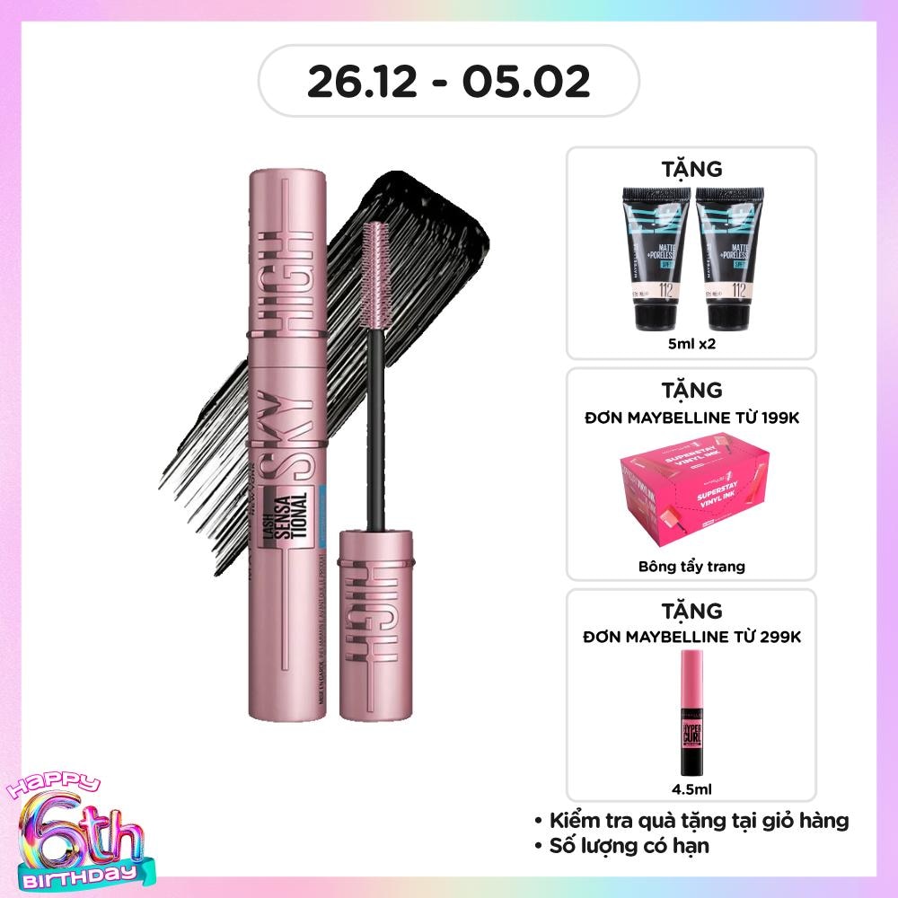 Mascara Maybelline Lash Sensational Sky High Mi Dài, Cong, Dày Hoàn Hảo 6ml .# 802 Very Black