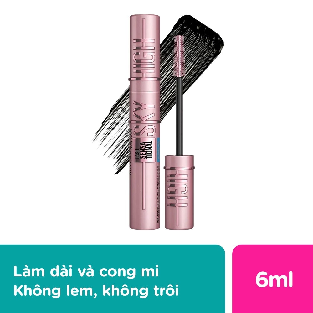 Mascara Maybelline Lash Sensational Sky High Mi Dài, Cong, Dày Hoàn Hảo 6ml .# 802 Very Black