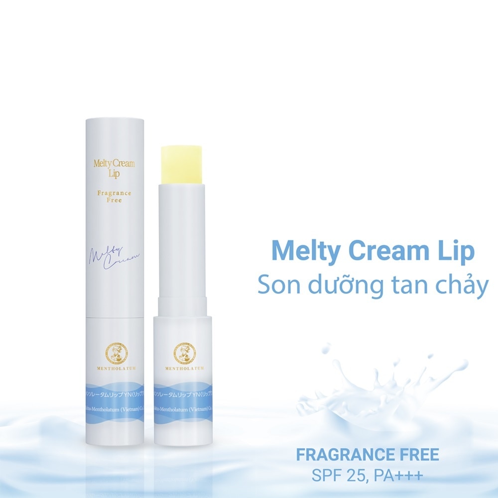 Son Dưỡng Môi Mentholatum Melty Cream Lip Fragrance Free SPF25 PA++++ 2.4g