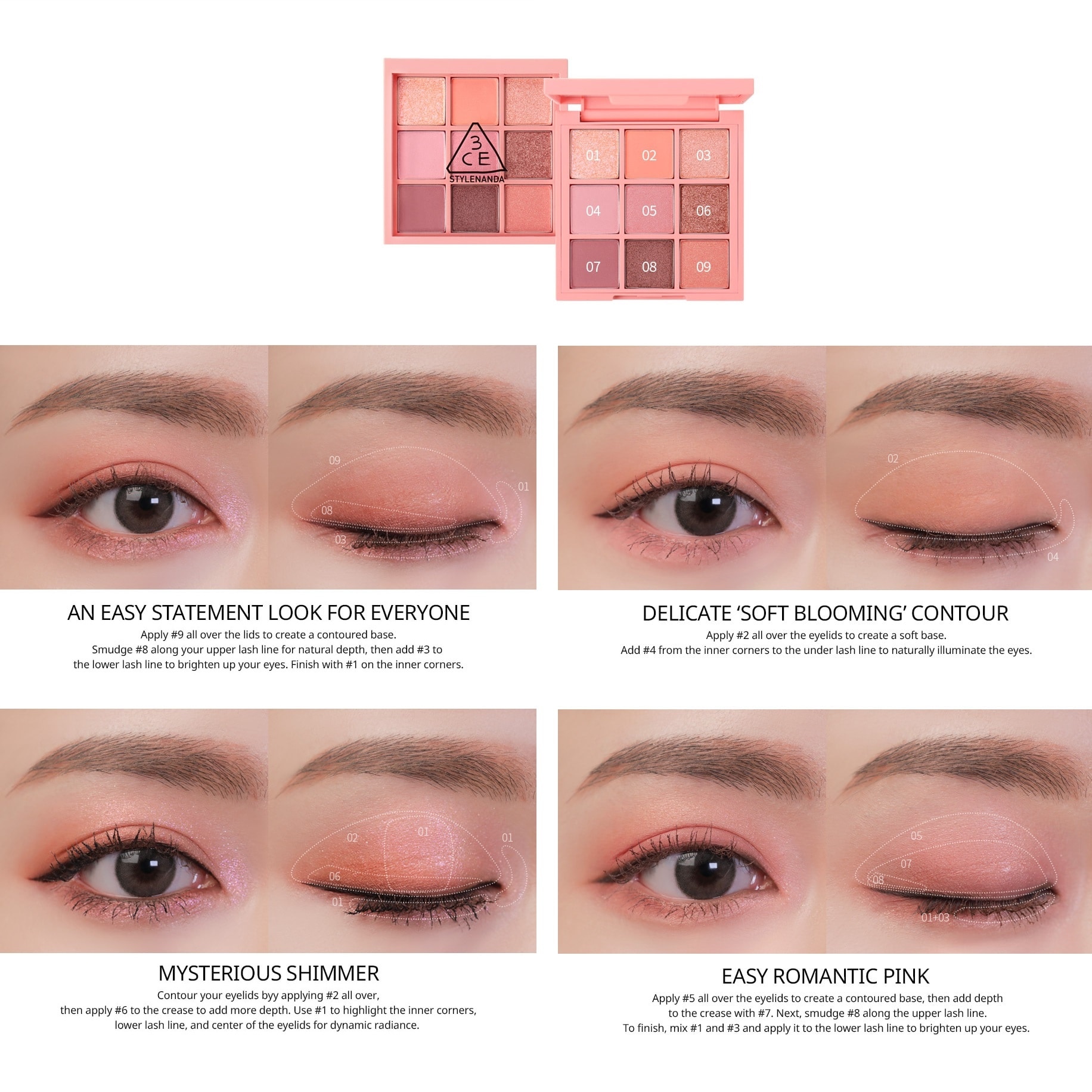 Bảng Phấn Mắt 9 Màu 3CE Multi Eye Color Palette 8.2g .#Beach Muse
