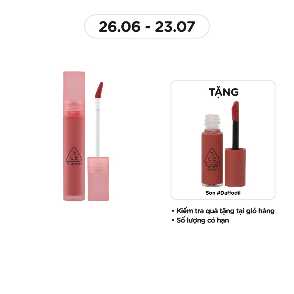 Son Kem Lì 3CE Blur Water Tint 4.6g .# Pink Guava