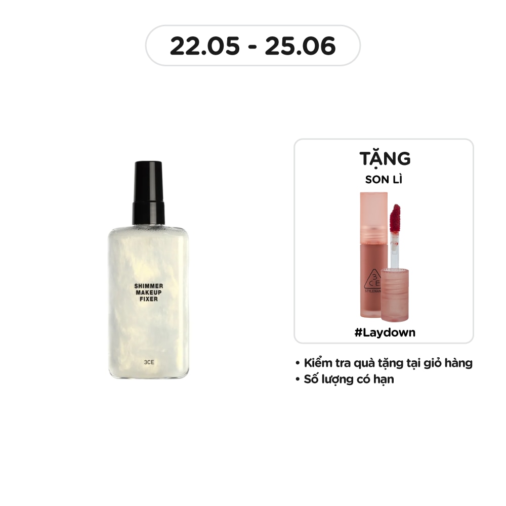 Xịt Khoáng Nhũ 3CE Cố Định Lớp Trang Điểm Và Tạo Sự Căng Bóng Shimmer Makeup Fixer 95ml