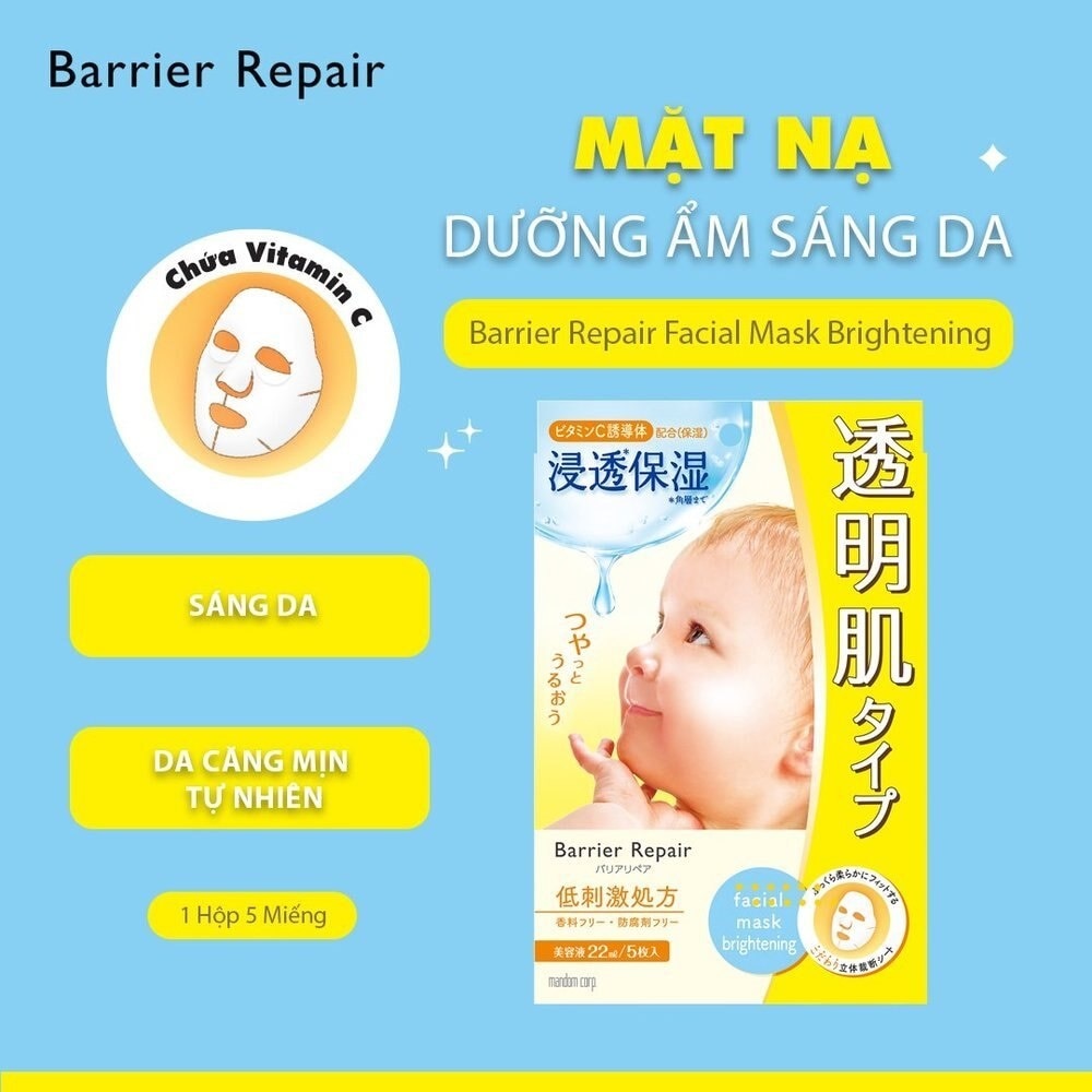 Mặt Nạ Barrier Dưỡng Ẩm Sáng Da Repair Facial Mask Brightening 5 Miếng