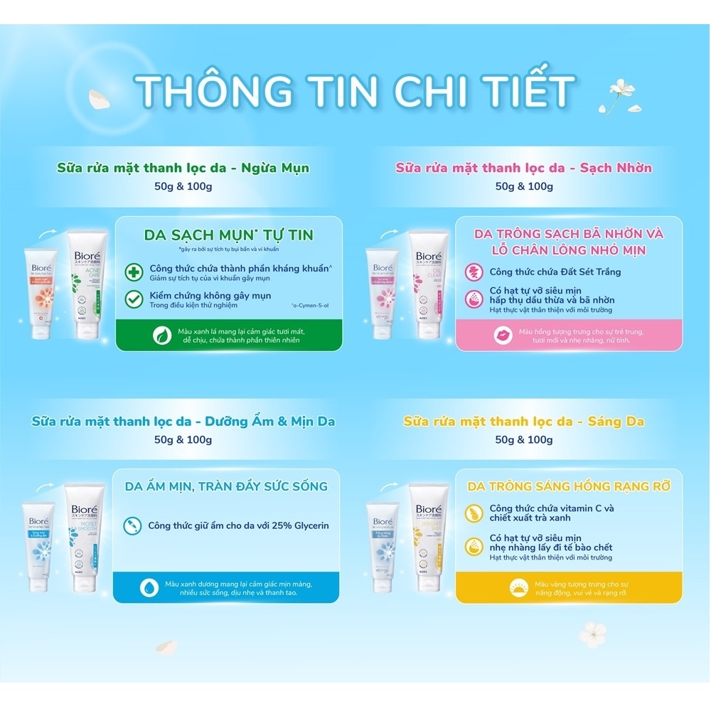 Sữa Rửa Mặt Bioré Thanh Lọc Da Và Làm Sáng Da 100g