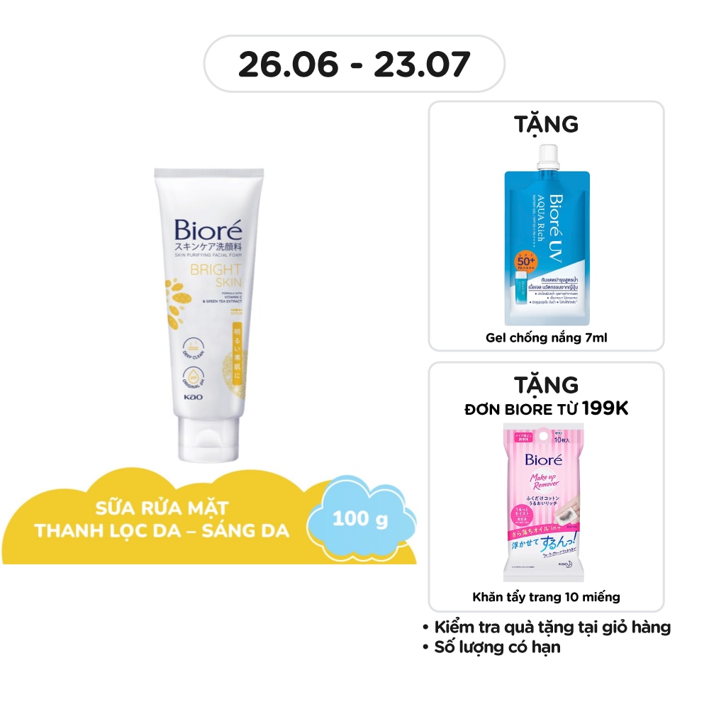 Sữa Rửa Mặt Bioré Thanh Lọc Da Và Làm Sáng Da 100g