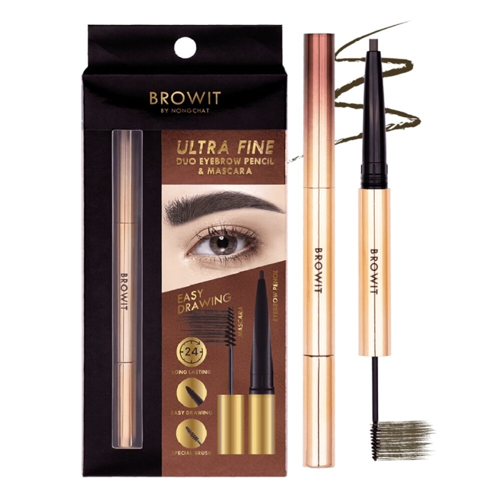 Ultra Fine Duo Eyebrow Pencil And Mascara 0.16g + 1.26g .#Dark Brown