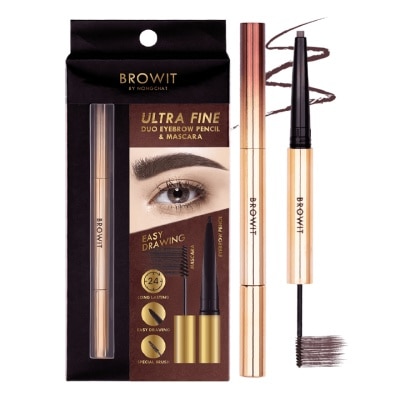 BROWIT Ultra Fine Duo Eyebrow Pencil And Mascara 0.16g + 1.26g .#Chocolate Brown