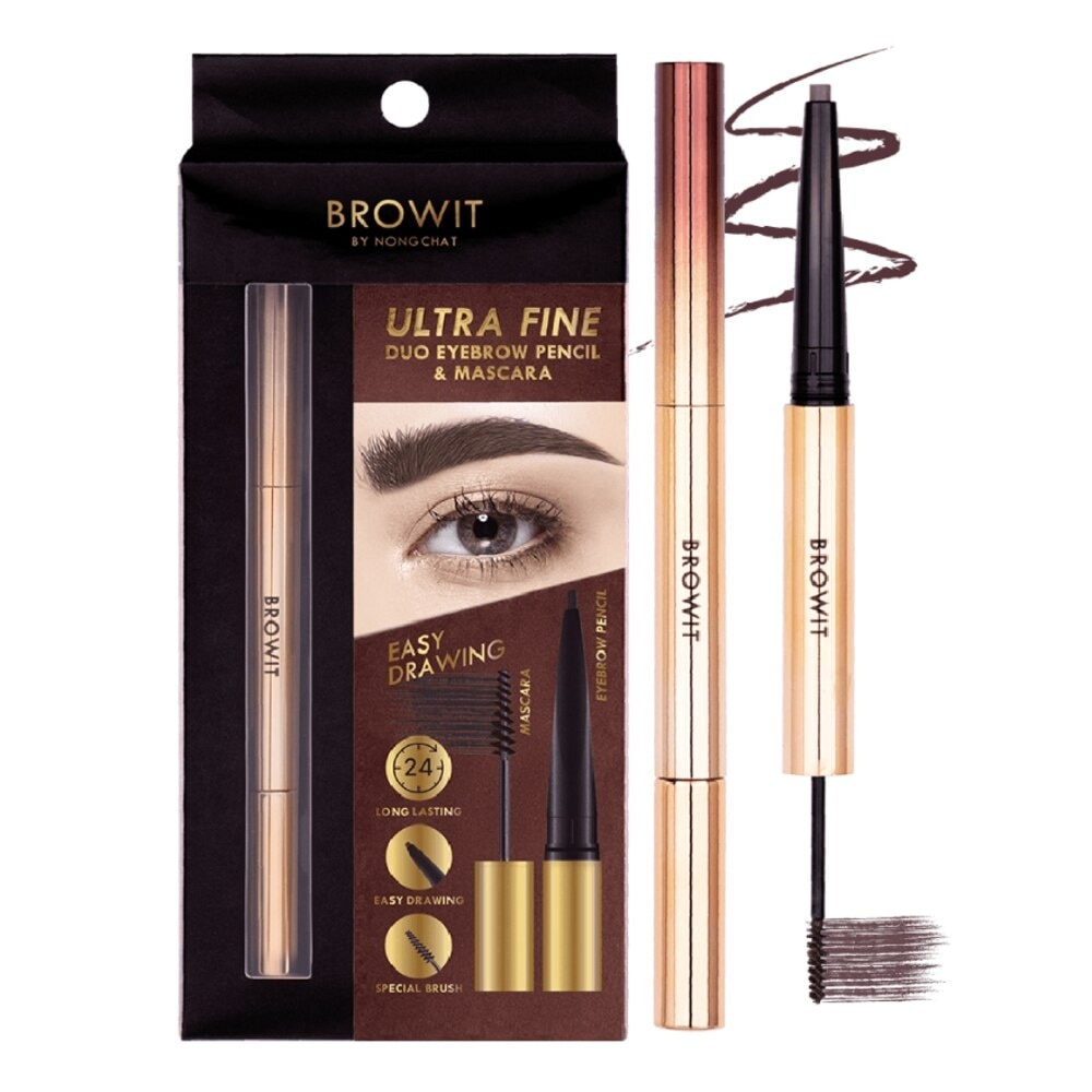 Ultra Fine Duo Eyebrow Pencil And Mascara 0.16g + 1.26g .#Chocolate Brown